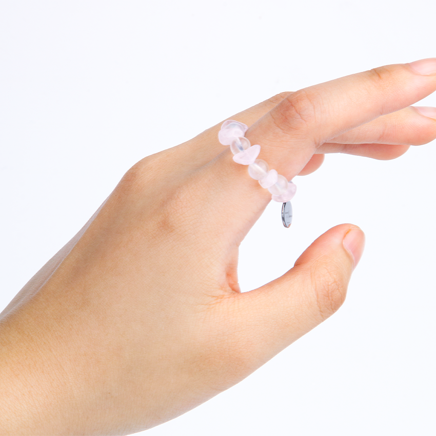 rose quartz with blue moonstone dainty beaded ring