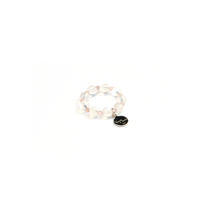 rose quartz and blue moonstone crystal beaded dainty ring 
