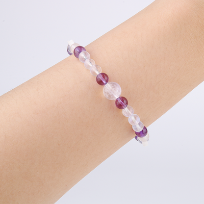 blue moonstone with uruguay amethyst and star shape mother of pearl bracelet