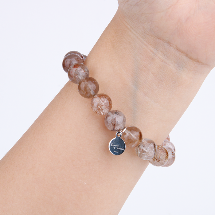multi color bronze rutilated quartz crystal bracelet for abundance attraction