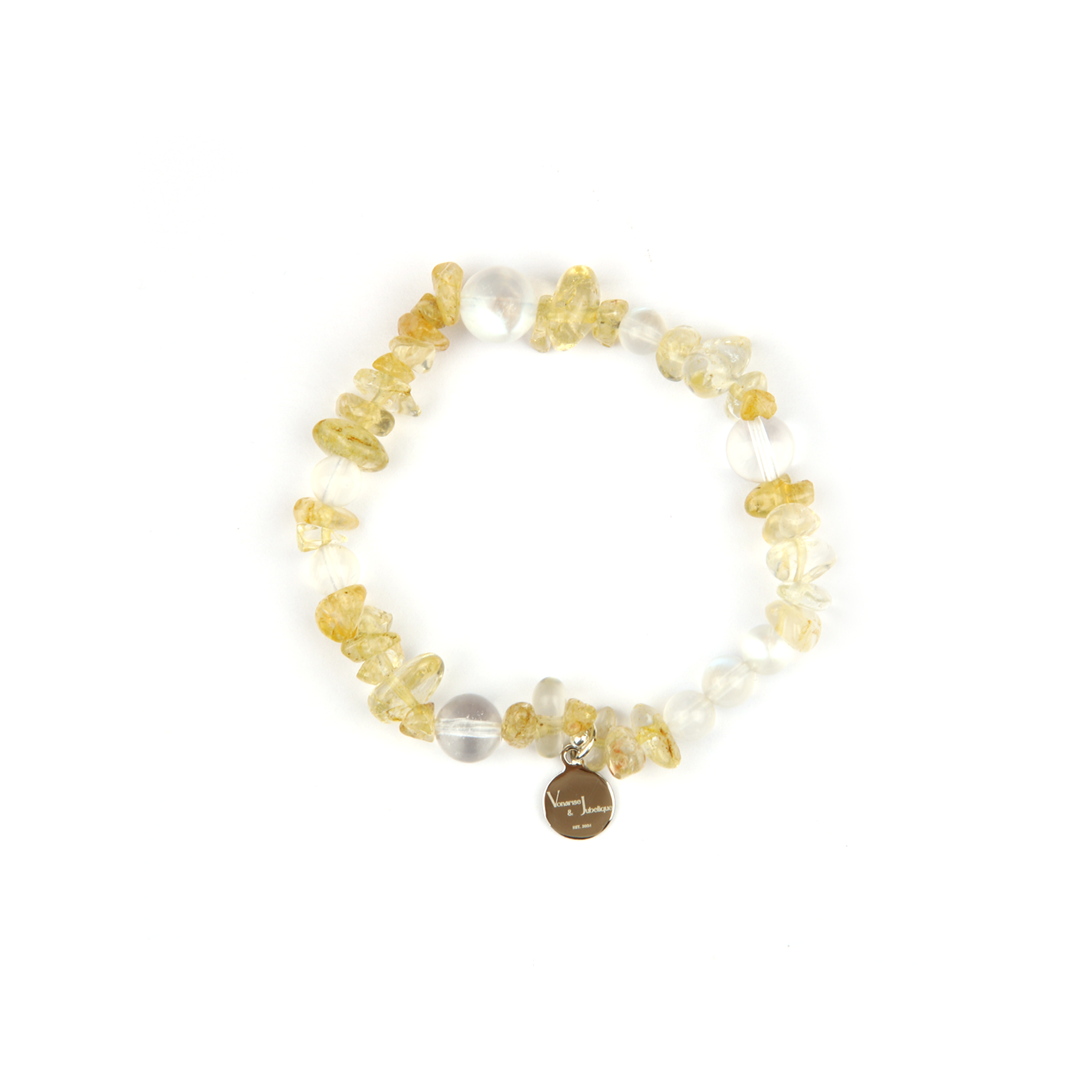 chip citrine with clear quartz and blue moonstone crystal jewelry attract abundance