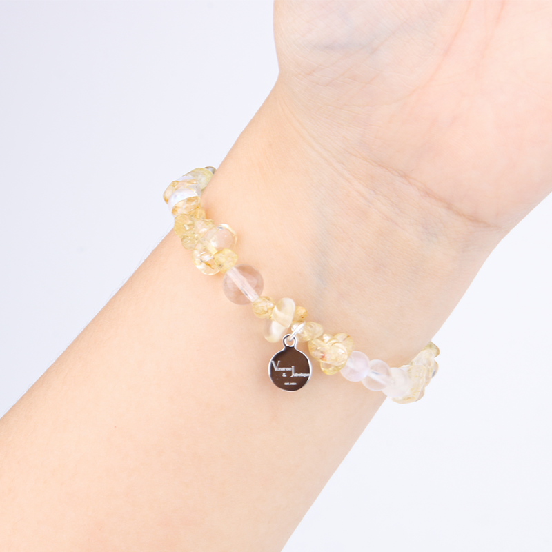 chip citrine with clear quartz and blue moonstone crystal jewelry attract abundance