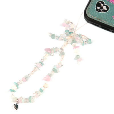 aquamarine with rose quartz and opal crystal phone charm