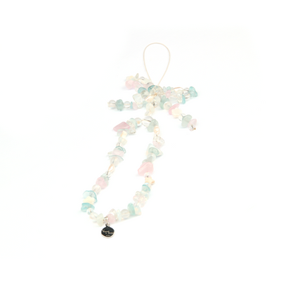 aquamarine with opal and rose quartz crystal jewelry phone charm
