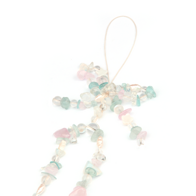 aquamarine with rose quartz and clear quartz phone charm