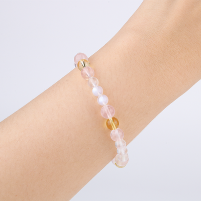 citrine with blue moonstone and starlight rose quartz bracelet for women gift for best friend