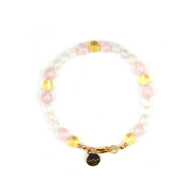citrine with blue moonstone and starlight rose quartz bracelet for women gift for best friend