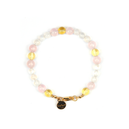 citrine with blue moonstone and starlight rose quartz bracelet for women gift for best friend