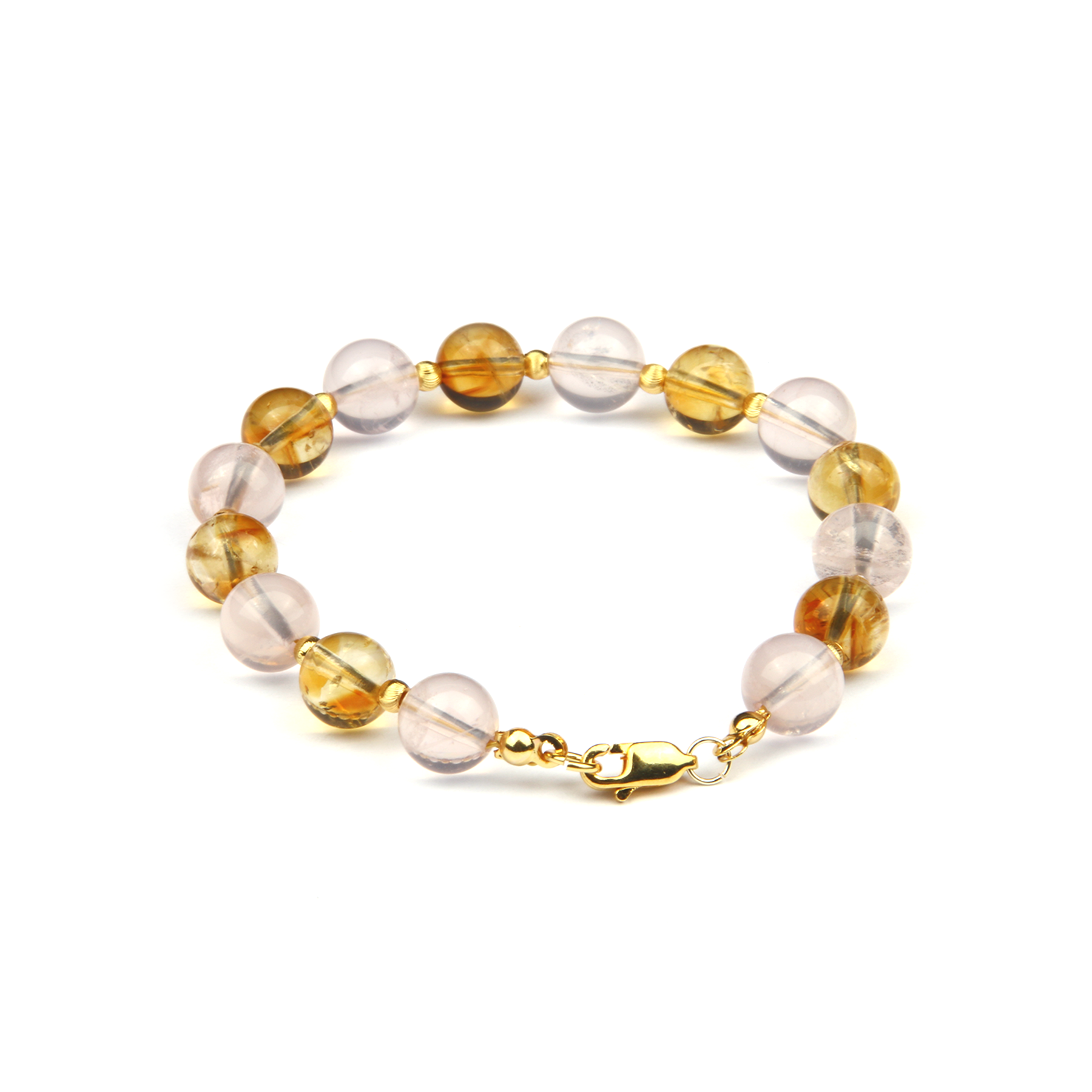 Citrine & Starlight Rose Quartz 18K gold Golden Bloom Bracelet
