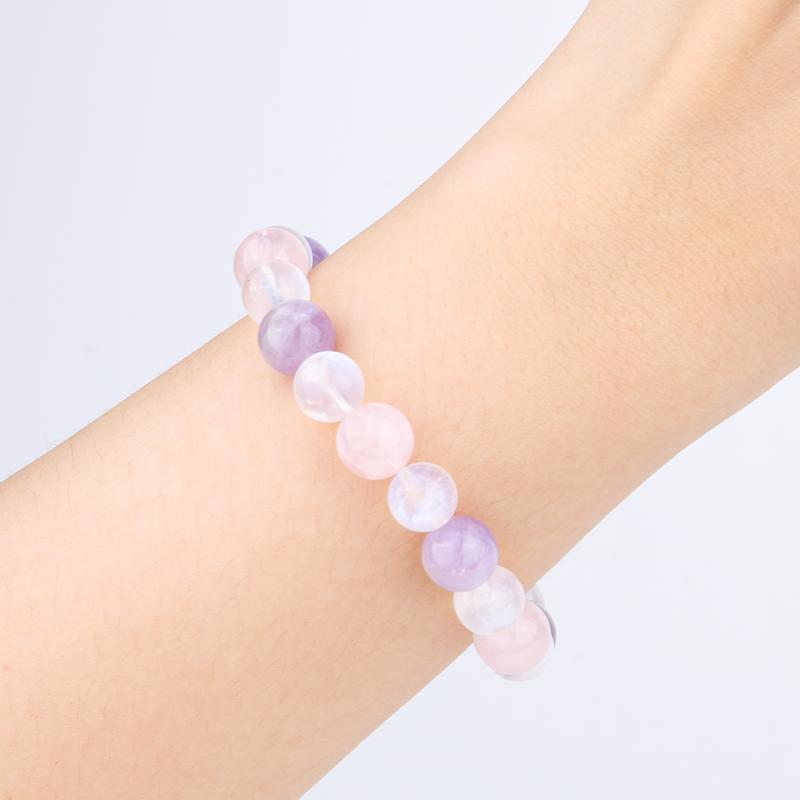 amethyst with rose quartz and moonstone crystal bracelet for love attraction crystal jewelry for women