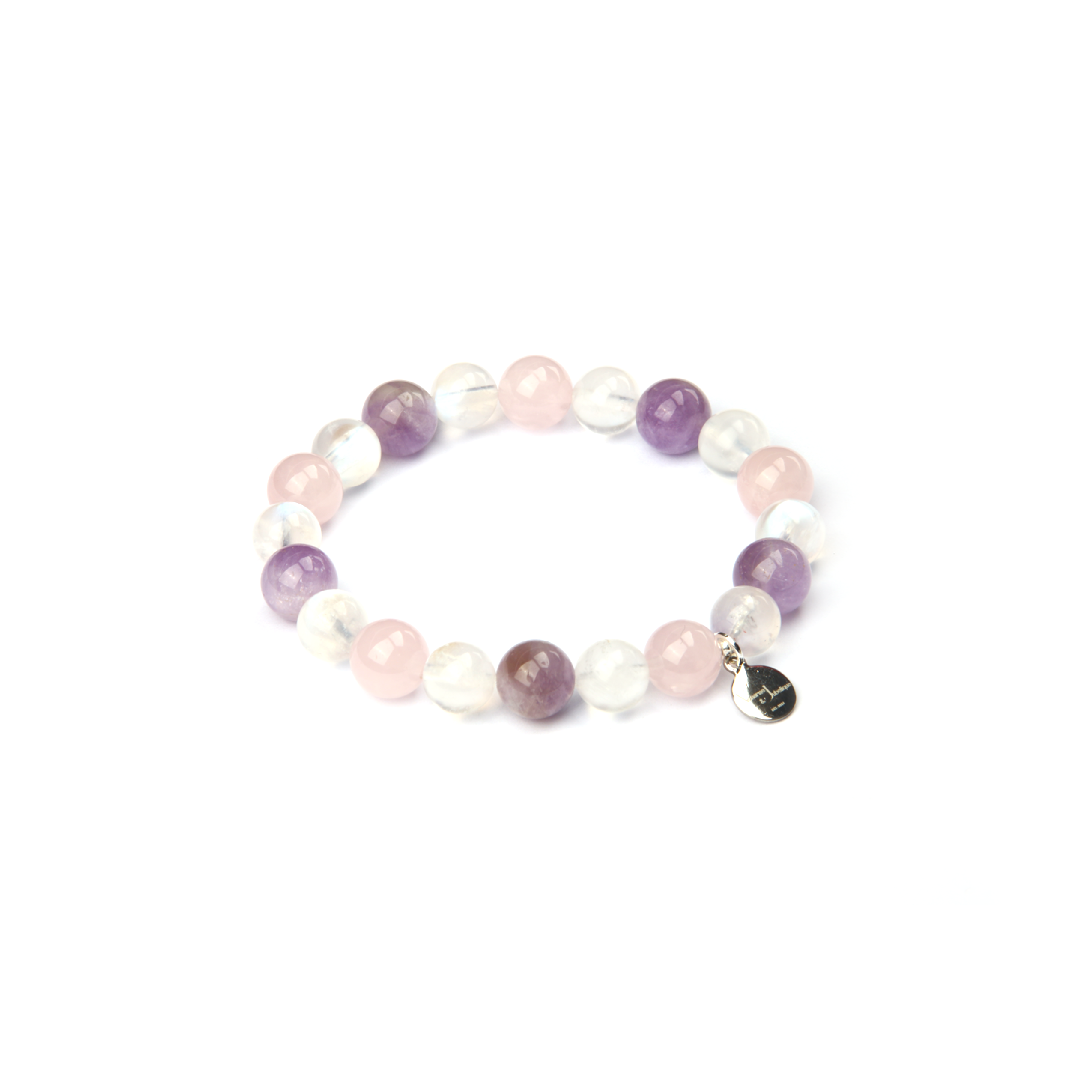 amethyst with rose quartz and moonstone crystal bracelet for love attraction crystal jewelry for women