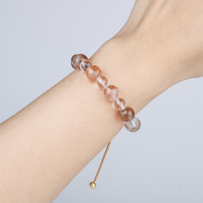 bronze rutilated quartz with clear quartz crystal bracelet for abundance attraction