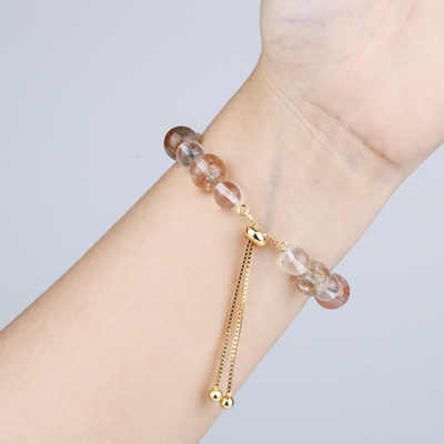 bronze rutilated quartz with clear quartz crystal bracelet for abundance attraction