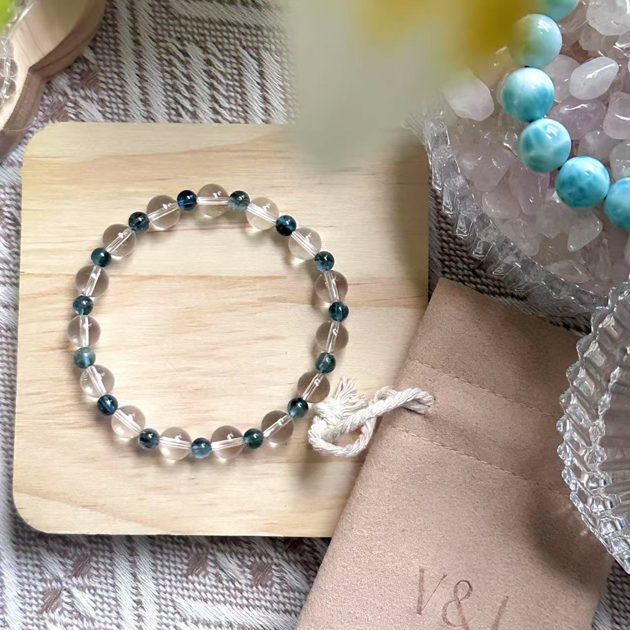 Clear Quartz & Aquamarine Calm Clarity Bracelet