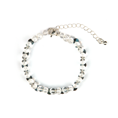 clear quartz with aquamarine crystal beaded bracelet elegance minimalist crystal jewelry gift for her