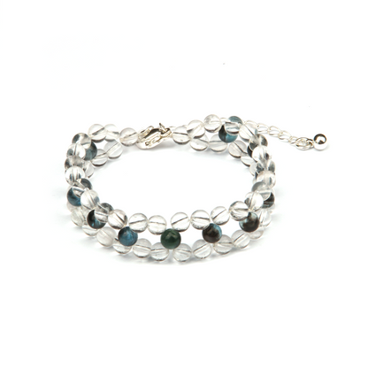 clear quartz with aquamarine crystal beaded bracelet elegance minimalist crystal jewelry gift for her