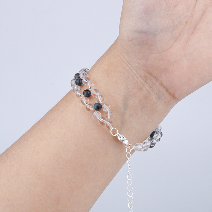 clear quartz with aquamarine crystal beaded bracelet elegance minimalist crystal jewelry gift for her