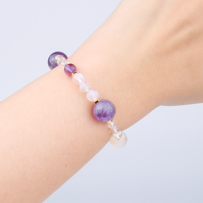 amethyst and clear quartz crystal bracelet collection for  anxiety relieve crystal jewelry