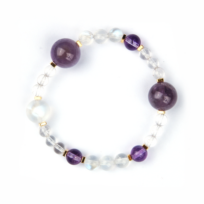 amethyst and clear quartz crystal bracelet collection for  anxiety relieve crystal jewelry