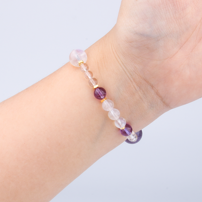 amethyst and clear quartz crystal bracelet collection for  anxiety relieve crystal jewelry