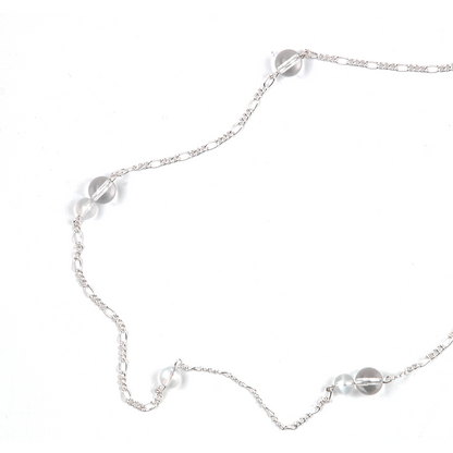 Clear Quartz & Blue Moonstone 18K Gold Chain Necklace