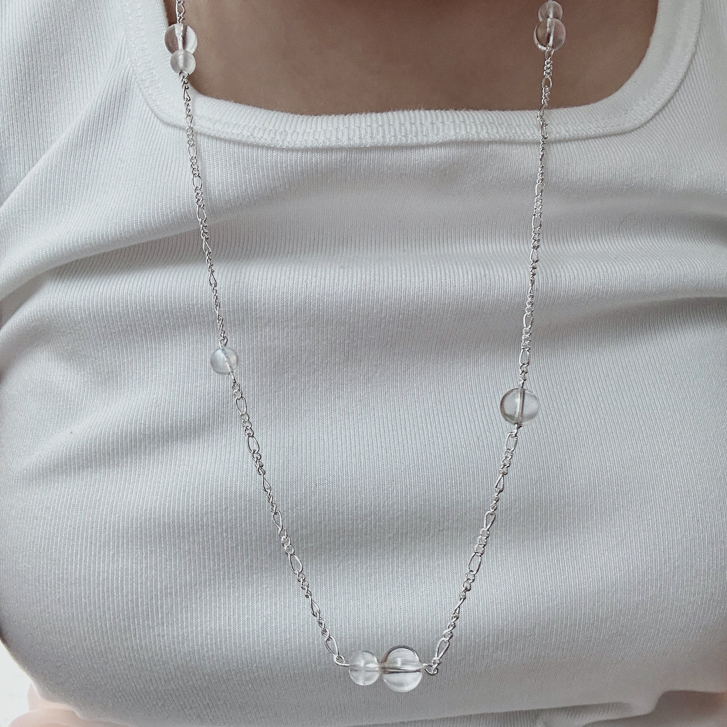 Clear Quartz & Blue Moonstone 18K Gold Chain Necklace