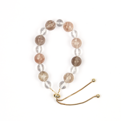 bronze rutilated quartz with clear quartz crystal bracelet for abundance attraction
