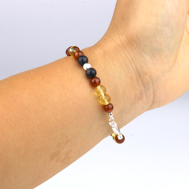 Blue tiger eye & Citrine & Garnet & Aquamarine & Moonstone Celestial Focus Bracelet