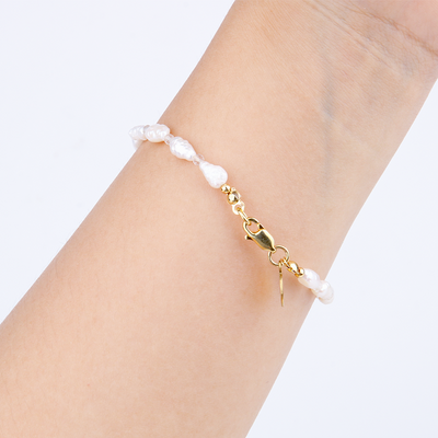 freshwater pearl bracelet with clear quartz and rose quartz