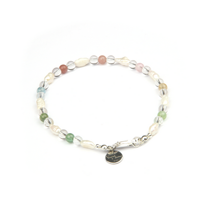 Rainbow Tourmaline with Clear Quartz Pearl Harmony Light bracelet