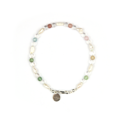 Rainbow Tourmaline with Clear Quartz Pearl Harmony Light bracelet