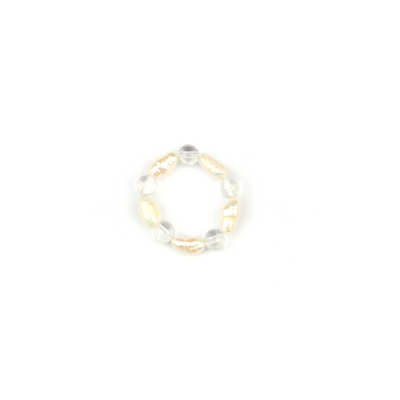 clear quartz with fresh water pearl crystal beaded ring with fashion look