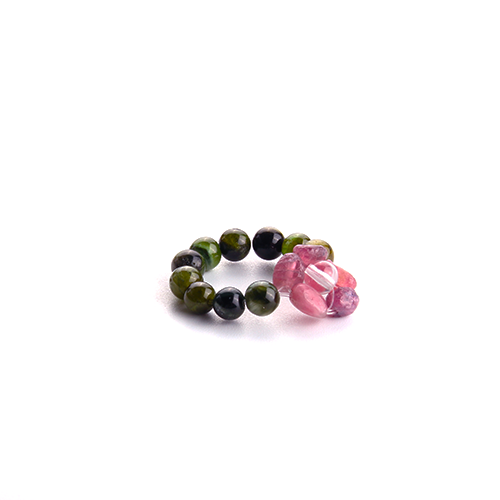 green tourmaline flower beaded ring