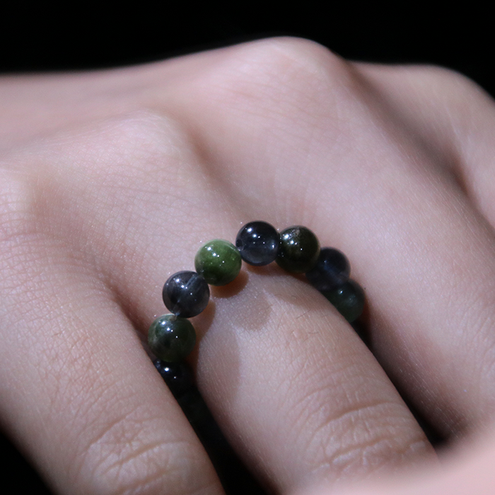 Aquamarine & Green Tourmaline Beaded Ring