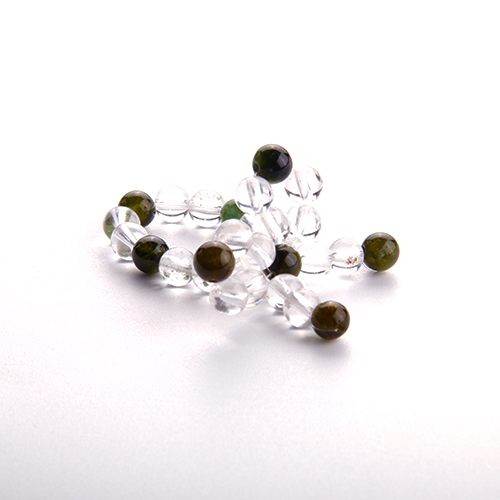 Green Tourmaline & Clear Quartz Ribbon Beaded Ring