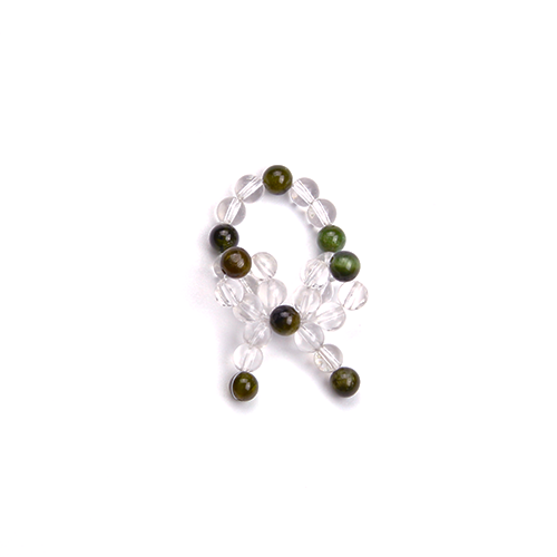 Green Tourmaline & Clear Quartz Ribbon Beaded Ring