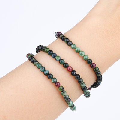 green tourmaline crystal bracelet in three circle for protection