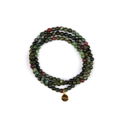 green tourmaline crystal bracelet in three circle for protection