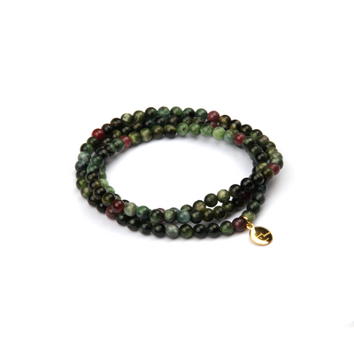 green tourmaline crystal bracelet in three circle for protection
