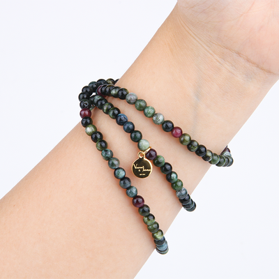 green tourmaline crystal bracelet in three circle for protection