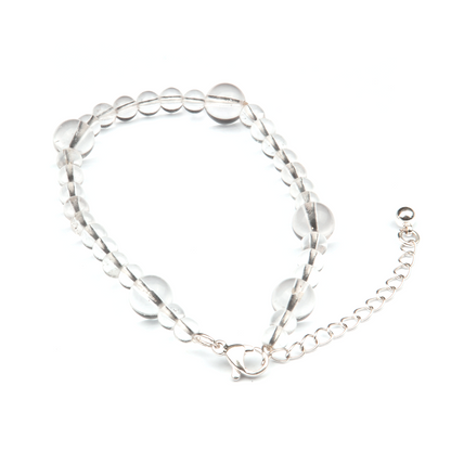clear quartz minimalist crystal bracelet for fashion outfit and energy amplify jewelry