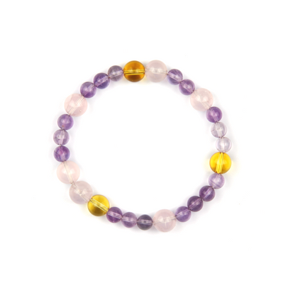 lavander amethyst with starlight rose quartz and citrine bracelet for women stress anxiety relife gift for girl friend