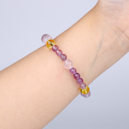 lavander amethyst with starlight rose quartz and citrine bracelet for women stress anxiety relife gift for girl friend