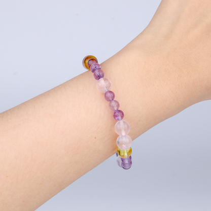 lavander amethyst with starlight rose quartz and citrine bracelet for women stress anxiety relife gift for girl friend