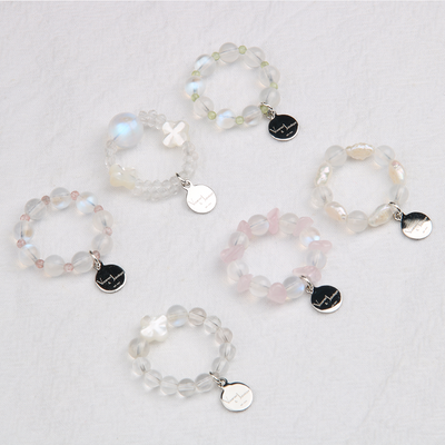 blue moonstone crystal beaded ring collection for everyday wear