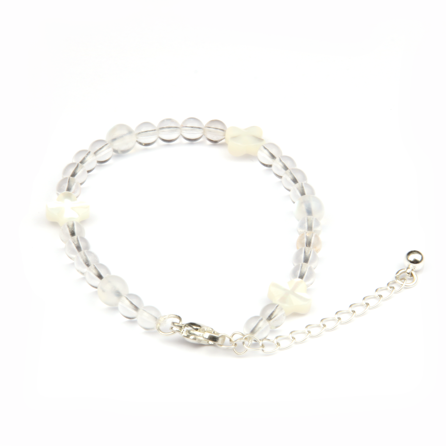blue moonstone with clear quartz minimalist crystal bracelet for fashion outfit and feminine energy crystal bracelet
