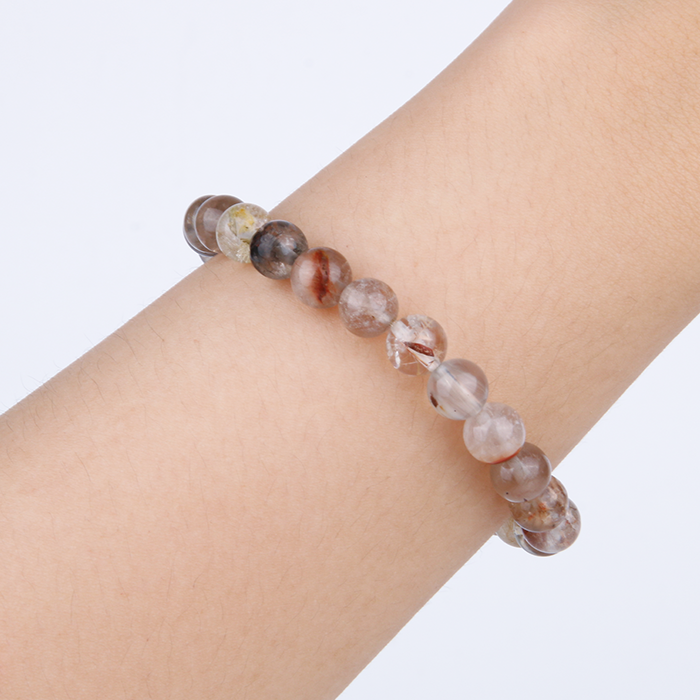 multi color bronze rutilated quartz crystal bracelet for abundance attraction