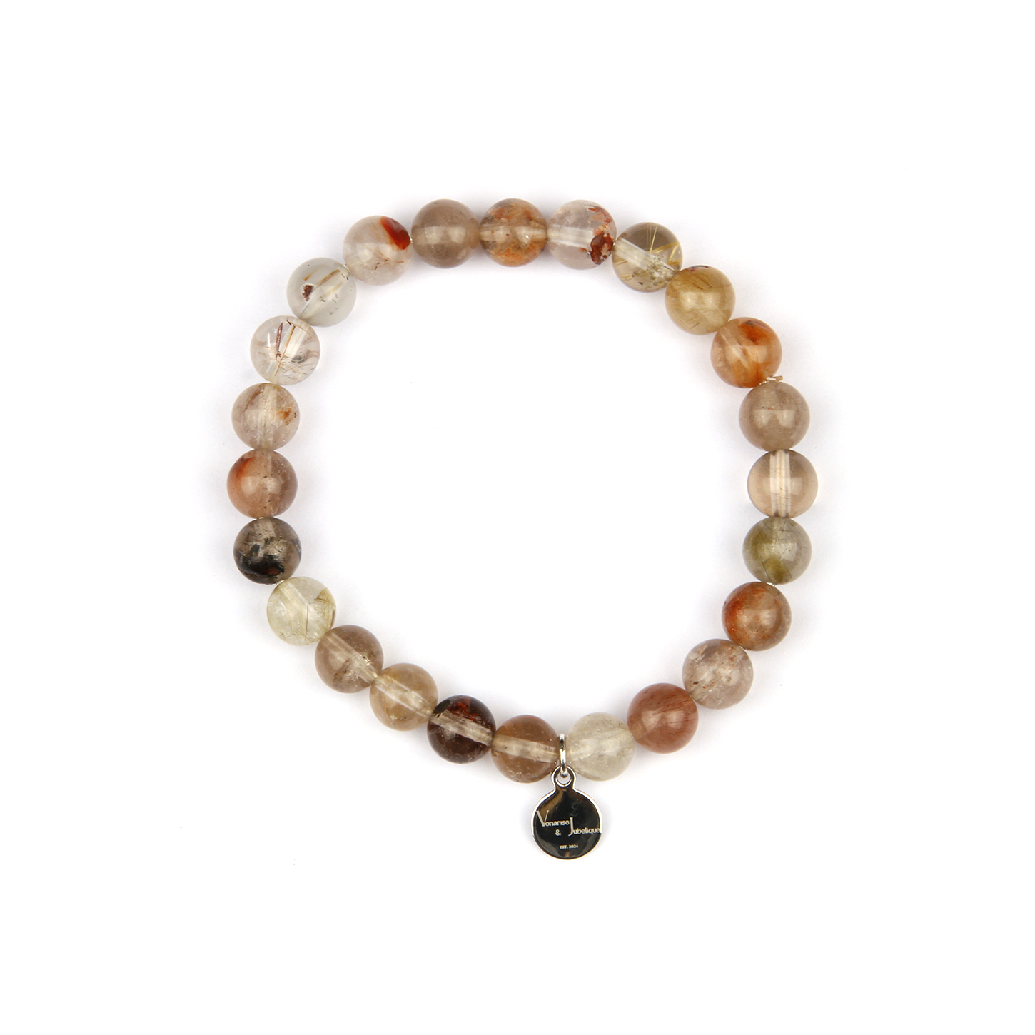 multi color bronze rutilated quartz crystal bracelet for abundance attraction