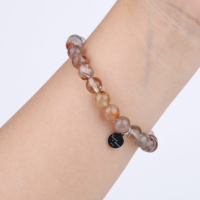multi color bronze rutilated quartz crystal bracelet for abundance attraction