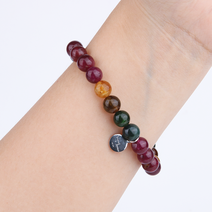 dark tone multi color tourmaline bracelet crystal jewelry for protection